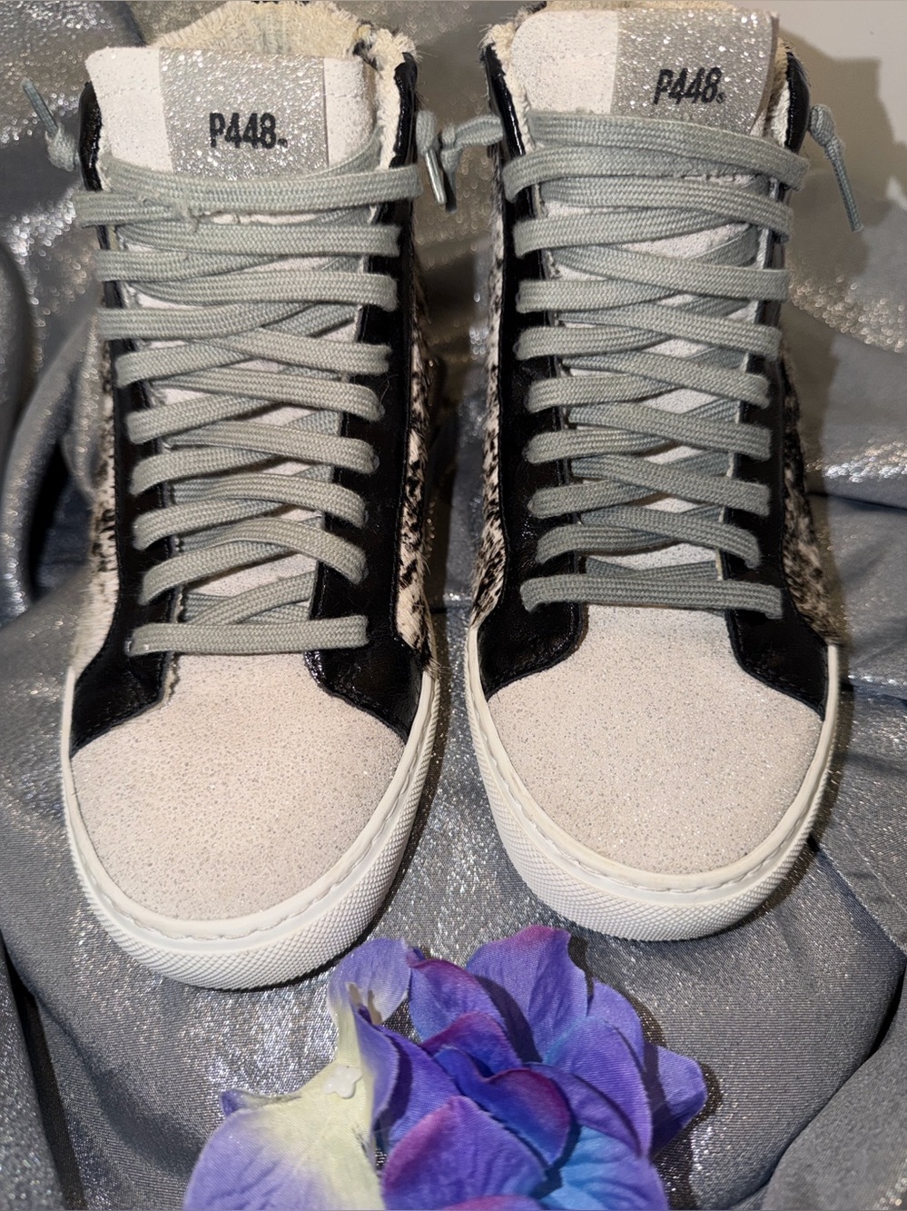 P448 Star Cow Softy Calf Hair High Top Sneakers - Like New Size 38 (US 7.5-8)